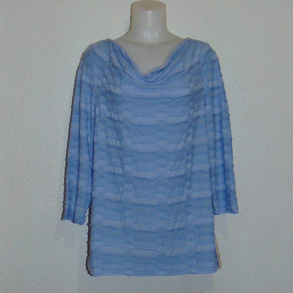 NWT Dana Buchman Blue Pixie 3/4 Sleeve Blouse (L)